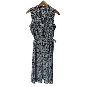 Anne Klein Black and White Patterned Midi Dress